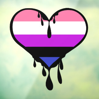 Genderfluid Pride Dripping Heart Window Cling