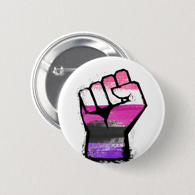 Genderfluid Pride Fist 2 Inch Round Button (Front & Back)