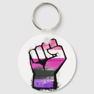Genderfluid Pride Fist Keychain