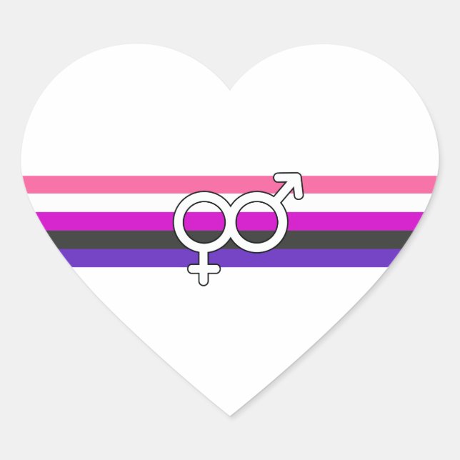 Genderfluid Pride Flag Heart Sticker (Front)