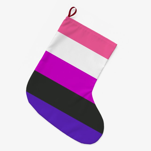 Genderfluid Pride Flag Large Christmas Stocking (Front (Hanging))