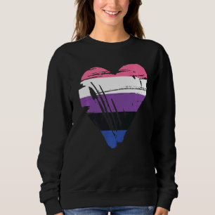 Genderfluid Pride Flag Love Gender Fluid Heart Fla Sweatshirt