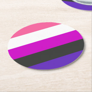 Genderfluid Pride Flag Round Paper Coaster