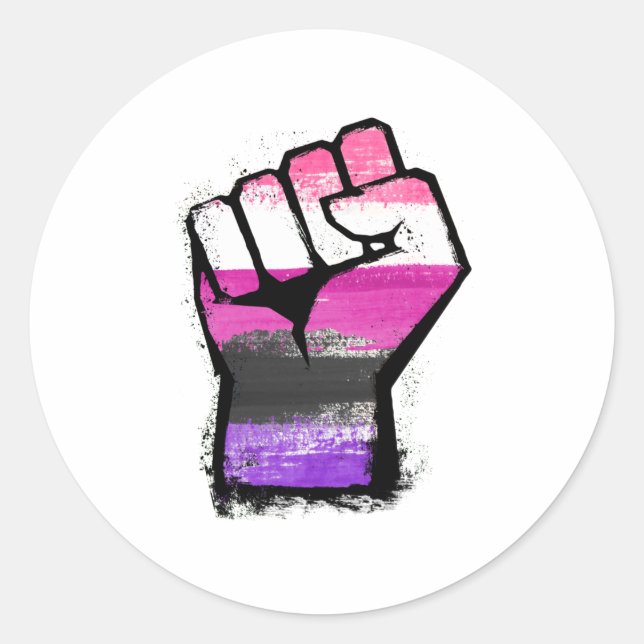 Genderfluid Protest Fist Classic Round Sticker (Front)