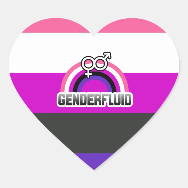 GENDERFLUID RAINBOW HEART STICKER (Front)