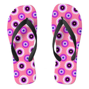 Genderfluidity pride flag / pink flower pattern flip flops