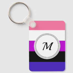 Genderfluidity pride flag with a custom initial keychain