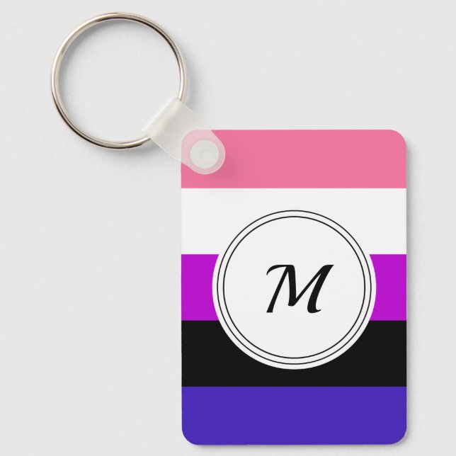 Genderfluidity pride flag with a custom initial keychain (Front)