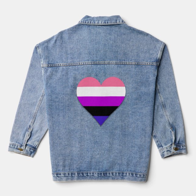 Genderfluidity pride heart  denim jacket (Back)