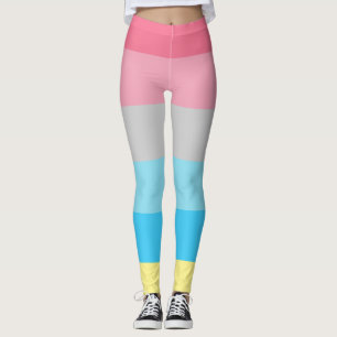 Genderflux Flag Pink Blue Grey Yellow Striped LGBT Leggings