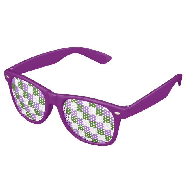 Genderqueer colours chequered pattern retro sungla sunglasses (Angled)