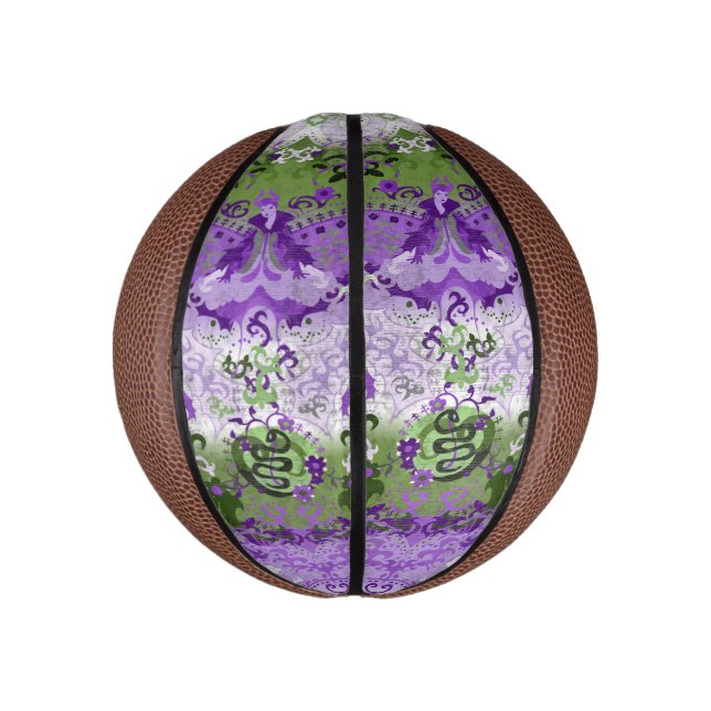 Genderqueer Dragon Damask - Genderqueer Pride Flag Mini Basketball (Vertical)