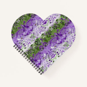 Genderqueer Dragon Damask - Genderqueer Pride Flag Notebook