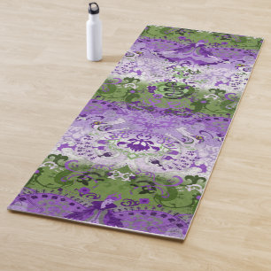 Genderqueer Dragon Damask - Genderqueer Pride Flag Yoga Mat