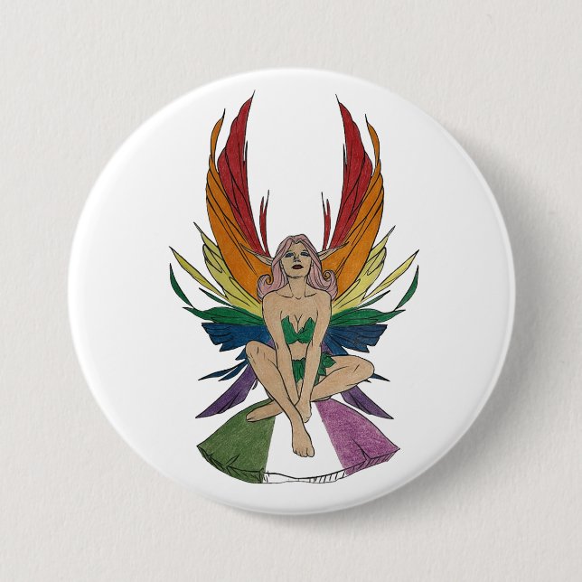 Genderqueer Faerie 3 Inch Round Button (Front)