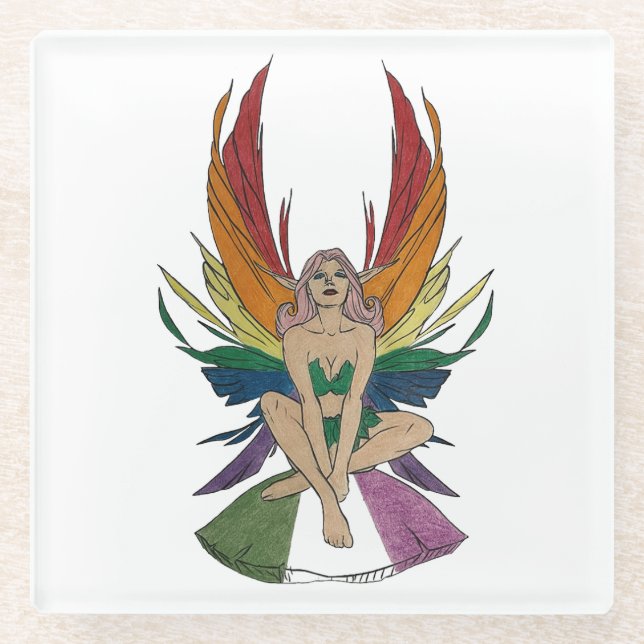 Genderqueer Faerie Glass Coaster (Front)