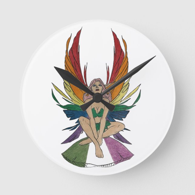 Genderqueer Faerie Round Clock (Front)