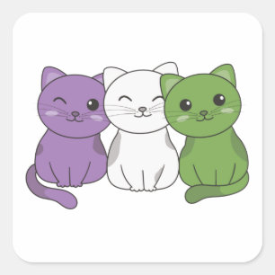 Genderqueer Flag Cat Pride Lgbtq Cute Cat Square S Sticker