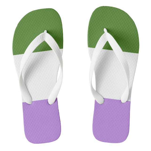 Genderqueer Flag Colours LGBTQ+ Pride Flip Flops (Footbed)