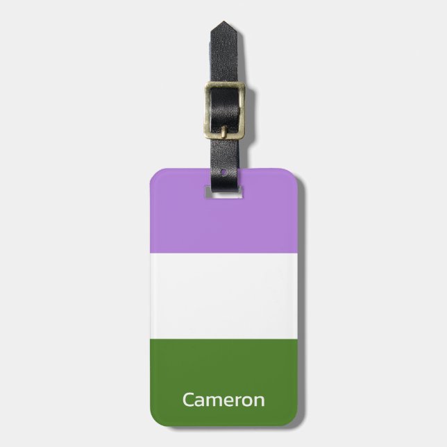 Genderqueer Flag Personalized Luggage Tag (Front Vertical)