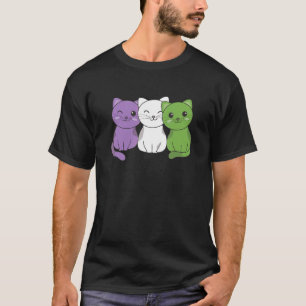 Genderqueer Flag Pride LGBTQ Cats Genderqueer cat T-Shirt