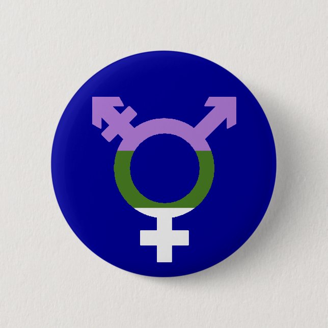 Genderqueer Flag Trans Symbol 2 Inch Round Button (Front)