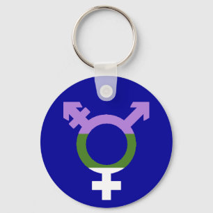Genderqueer Flag Trans Symbol Keychain