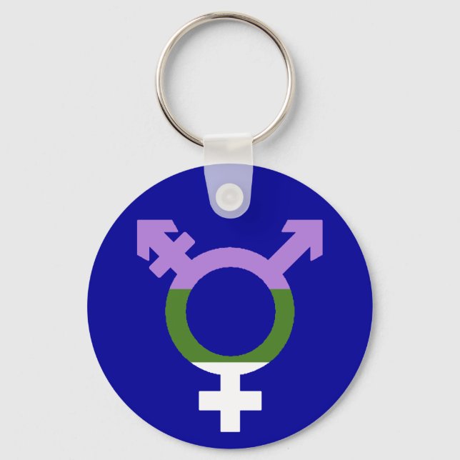 Genderqueer Flag Trans Symbol Keychain (Front)