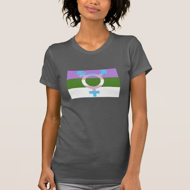 Genderqueer Flag Trans Symbol T-Shirt (Front)