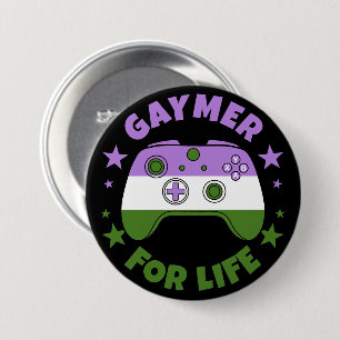 Genderqueer Gaymer For Life Video Game Controller 3 Inch Round Button