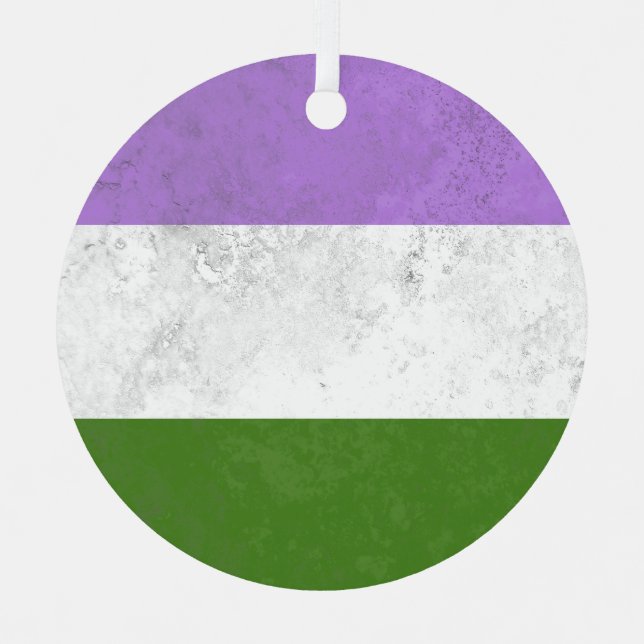 Genderqueer Metal Ornament (Front)