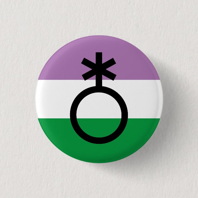 Genderqueer Nonbinary Symbol 1 Inch Round Button (Front)