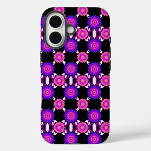 Genderqueer pride / black mirror flower pattern Ca iPhone 16 Case