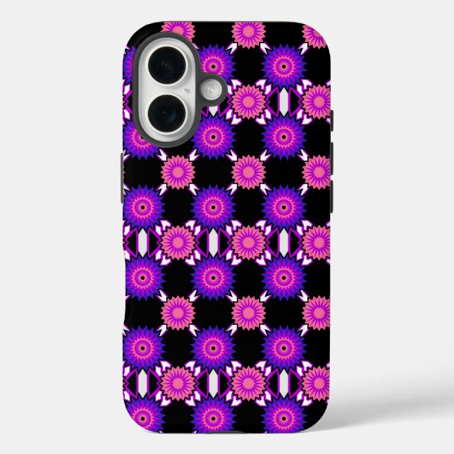 Genderqueer pride / black mirror flower pattern Ca Case-Mate iPhone Case (Back)