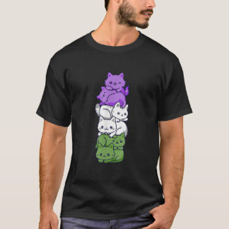 Genderqueer Pride Cat LGBT Gender Queer Flag Cute  T-Shirt