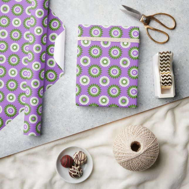 Genderqueer pride colors / purple flower wrapping paper (Crafts)