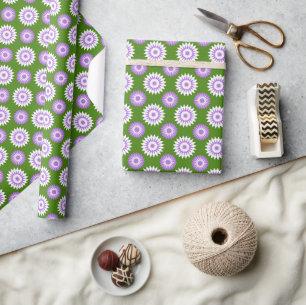 Genderqueer pride colours / green flower wrapping paper