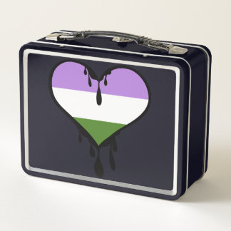 Genderqueer Pride Dripping Heart Metal Lunch Box