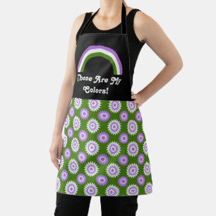 Genderqueer pride flag and rainbow with text apron