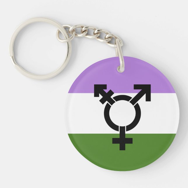 Genderqueer Pride Flag Keychain (Front)