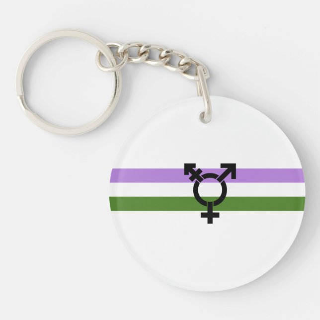 Genderqueer Pride Flag Keychain (Front)