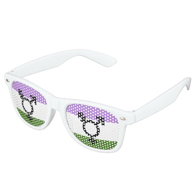 Genderqueer Pride Flag Retro Sunglasses (Angled)