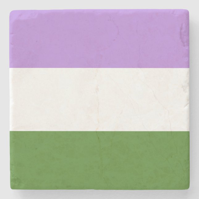 Genderqueer Pride Flag Stone Coaster (Front)