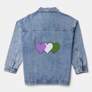 Genderqueer pride hearts denim jacket