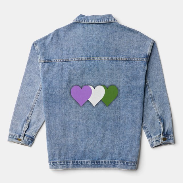 Genderqueer pride hearts    denim jacket (Back)