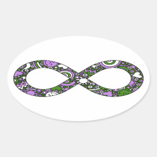 Genderqueer Pride Infinity Neurodiverse Doodle Oval Sticker