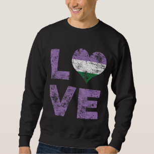 Genderqueer Pride Love Heart Vintage Flag Sweatshirt