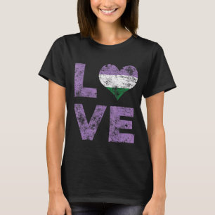 Genderqueer Pride Love Heart Vintage Flag T-Shirt