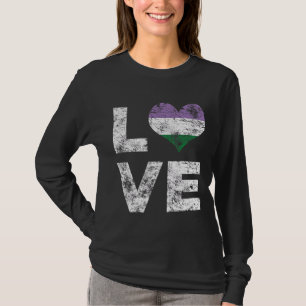 Genderqueer Pride Love Retro Heart Flag T-Shirt