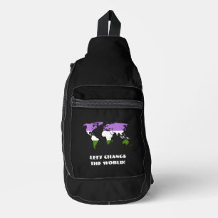 Genderqueer Pride Map of The World  Sling Bag